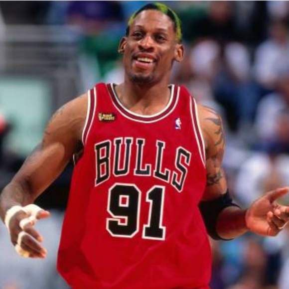 Adidas (Rodman)-(Bulls)-(Jersey)-(Red/Black)-(New)-(Size L)-$85.00 - Picture 4 of 8